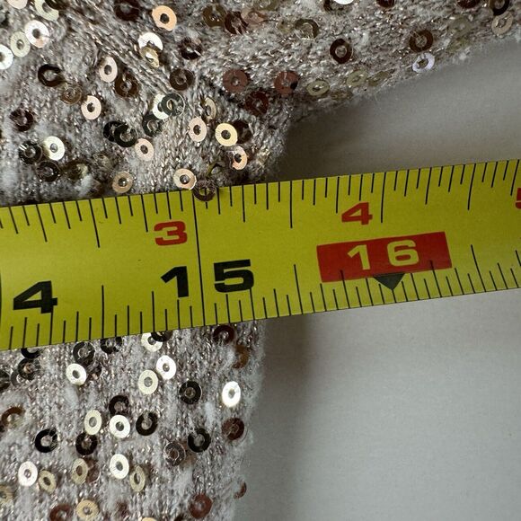 WHITE HOUSE BLACK MARKET WOMENS GOLD SEQUIN Snap Button Cardigan XS - Picture 5 of 13
